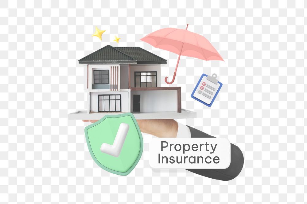 Property insurance png word, security & protection remix on transparent background
