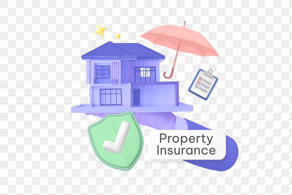 Property insurance png word, security & protection remix on transparent background