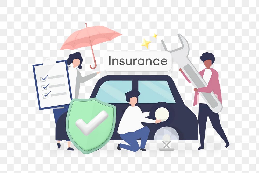 Insurance png word, vehicle security & protection remix on transparent background
