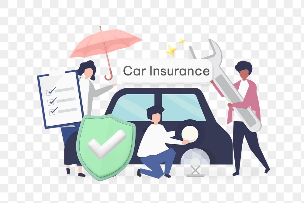 Car insurance png word, vehicle security & protection remix on transparent background