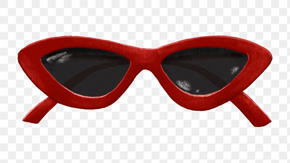 Red sunglasses png sticker, travel fashion illustration, transparent background