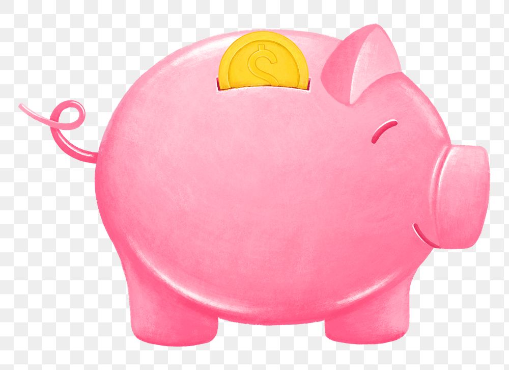 Piggy bank png, savings & finance illustration, transparent background