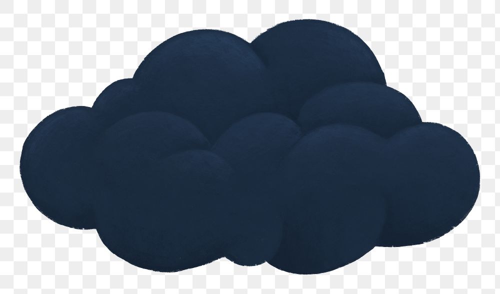 Dark blue cloud png sticker, weather graphic, transparent background