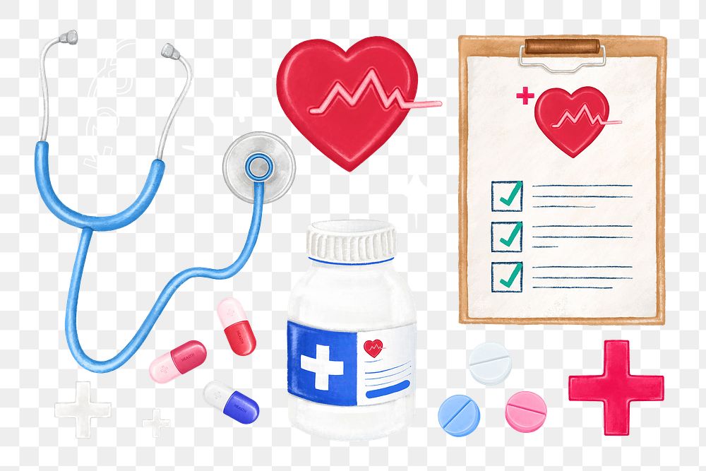 Health & medicine png collage element set, transparent background