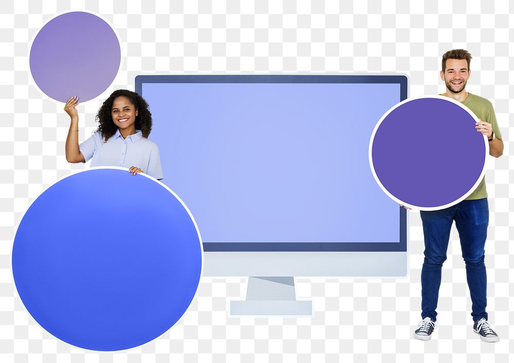 Computer & people png, transparent background