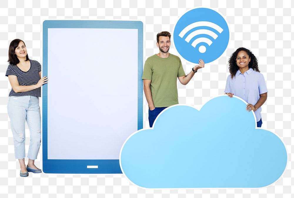 People & technology png, transparent background