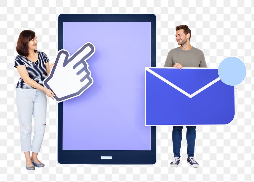 People & email png, transparent background
