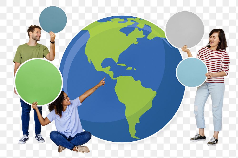 People & Earth png, transparent background