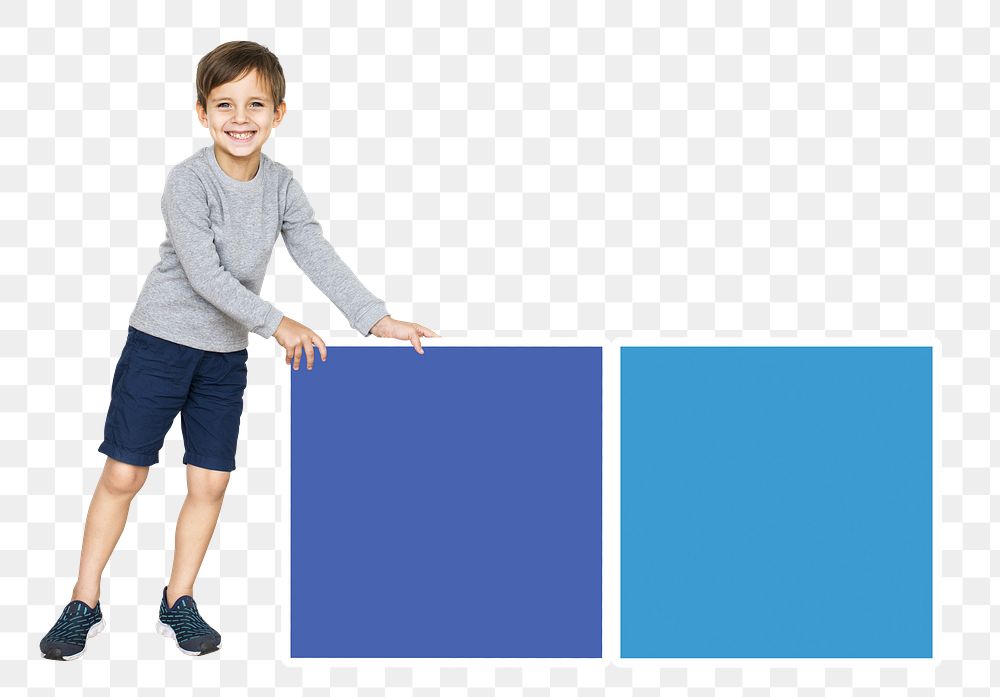 Boy with empty boards png, transparent background