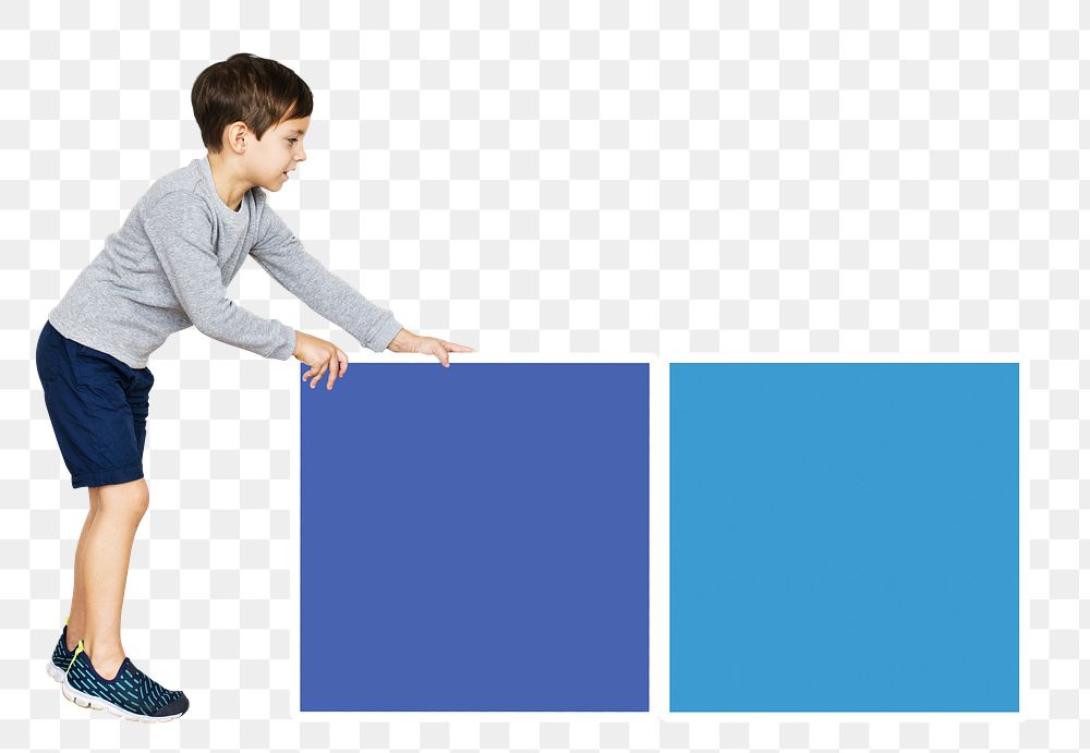 Boy with empty boards png, transparent background