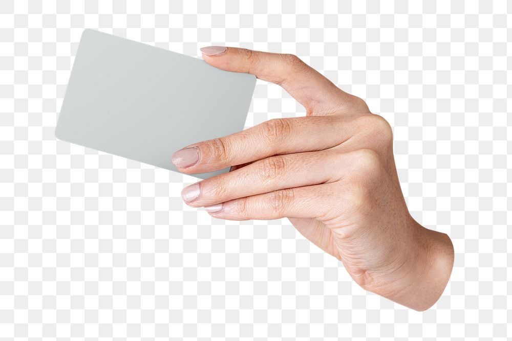 PNG Hand holding a blank card, collage element, transparent background