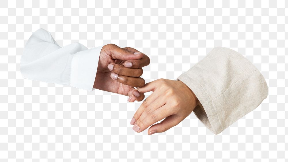 PNG Holding hands african and asian friendship, collage element, transparent background