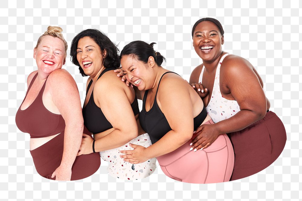 Diverse plus-sized women png, transparent background