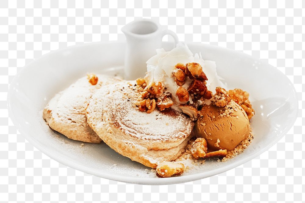 Ice-cream pancake dish png, transparent background