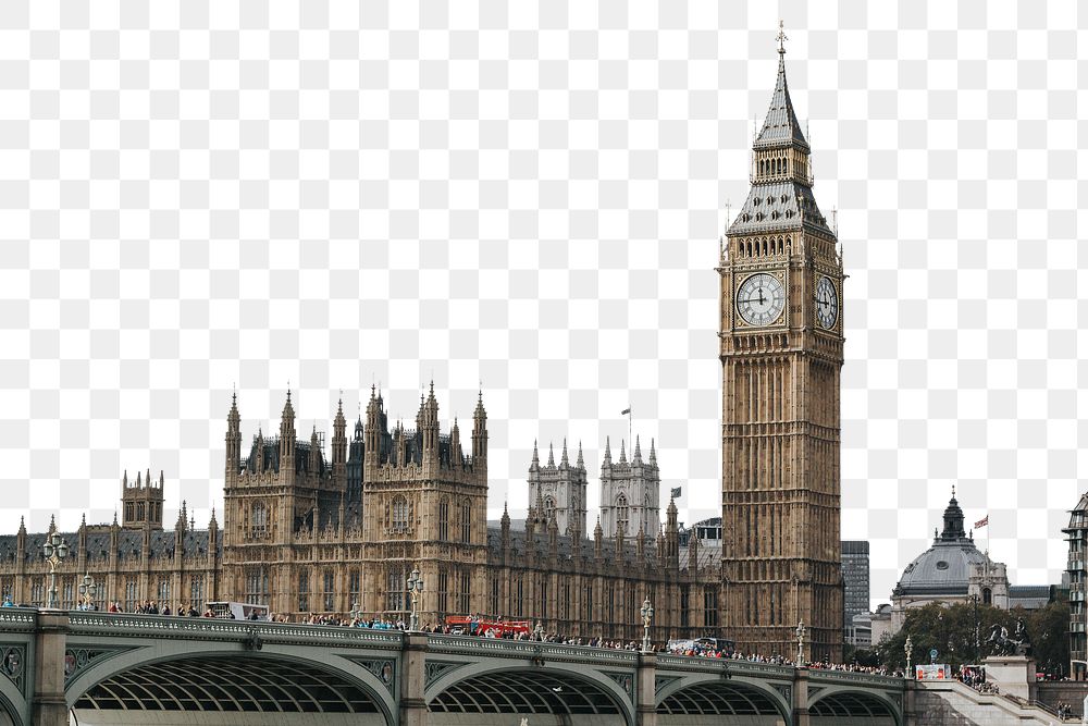 PNG View of Big Ben in London collage element, transparent background