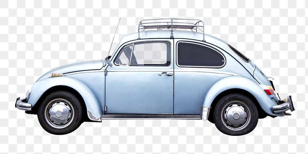 Png blue vintage car, isolated object , transparent background