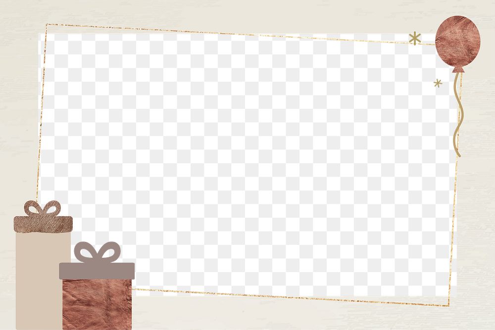 Png festive gift box border frame, transparent background