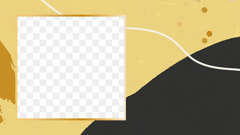 Png aesthetic yellow border frame, transparent background