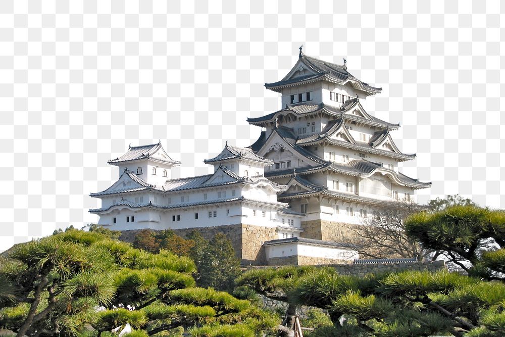 PNG Himeji castle, Japan travel border, transparent background