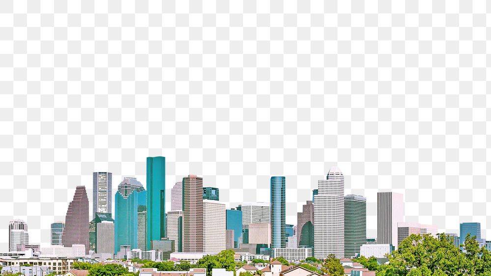PNG Downtown Houston, Texas travel border, transparent background