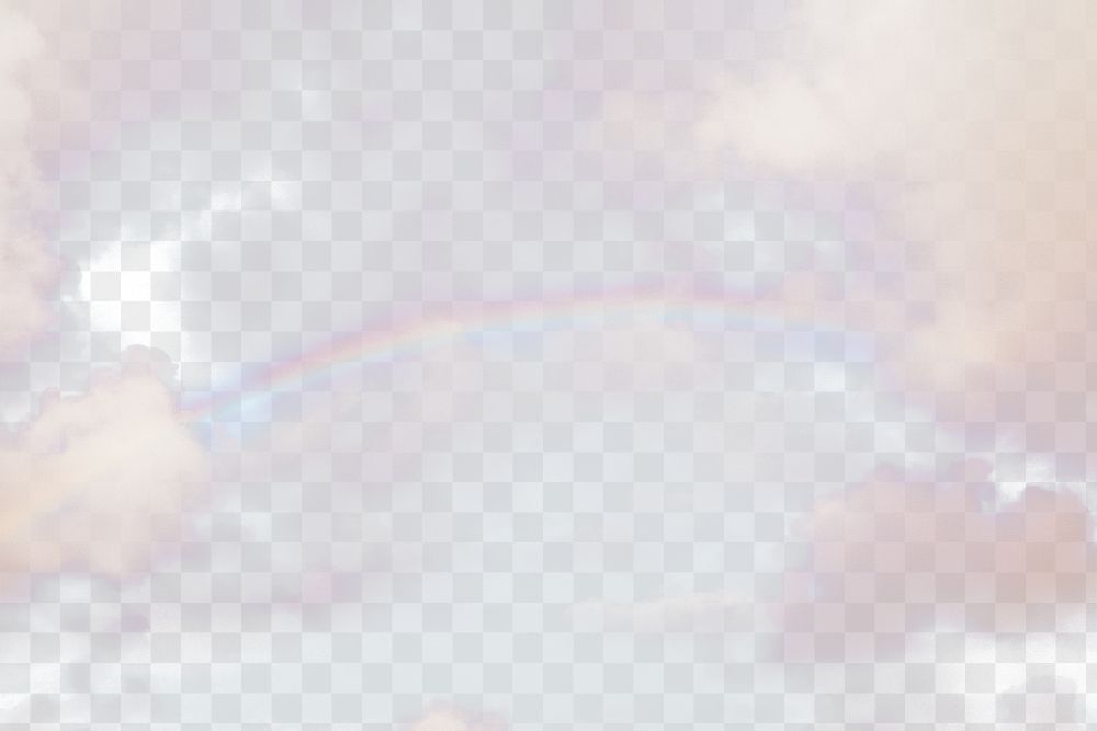 PNG Rainbow cloudy sky, transparent background