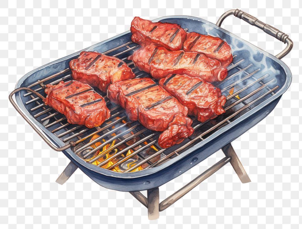 PNG Bbq grilling cooking meat. AI generated Image by rawpixel.