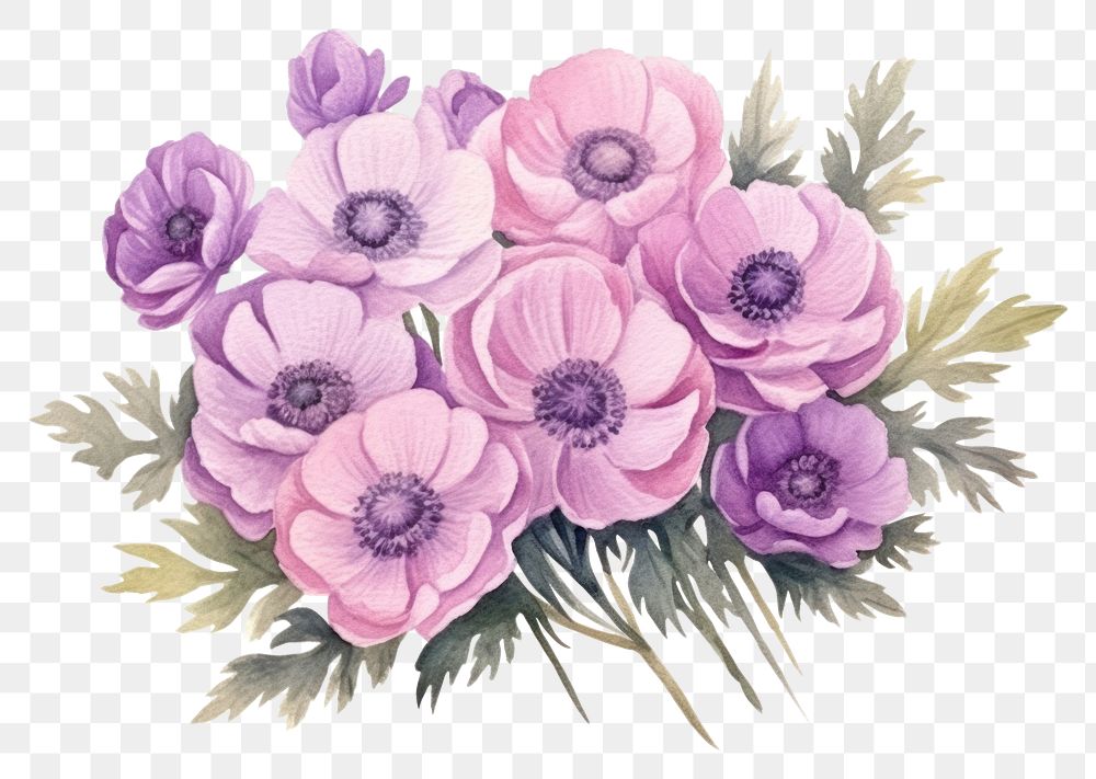 PNG Drawing anemone flower sketch. AI generated Image by rawpixel.