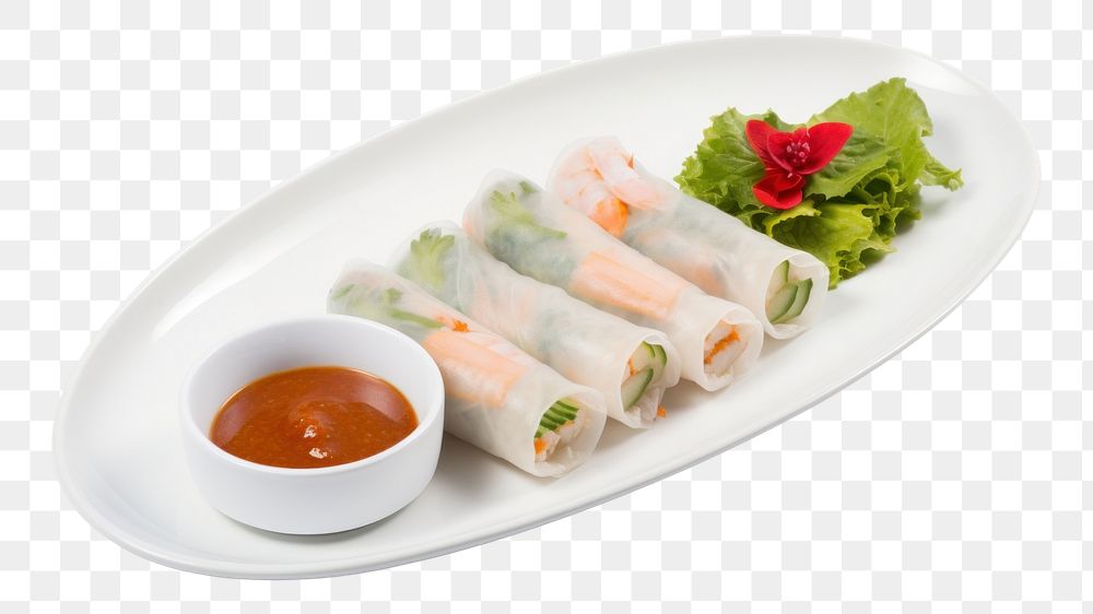 PNG Vietnamese spring roll dish plate food meal. AI generated Image by rawpixel.