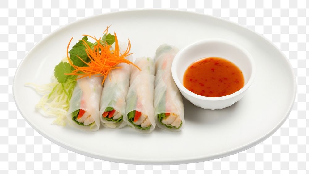 PNG Vietnamese spring roll dish plate food meal. AI generated Image by rawpixel.