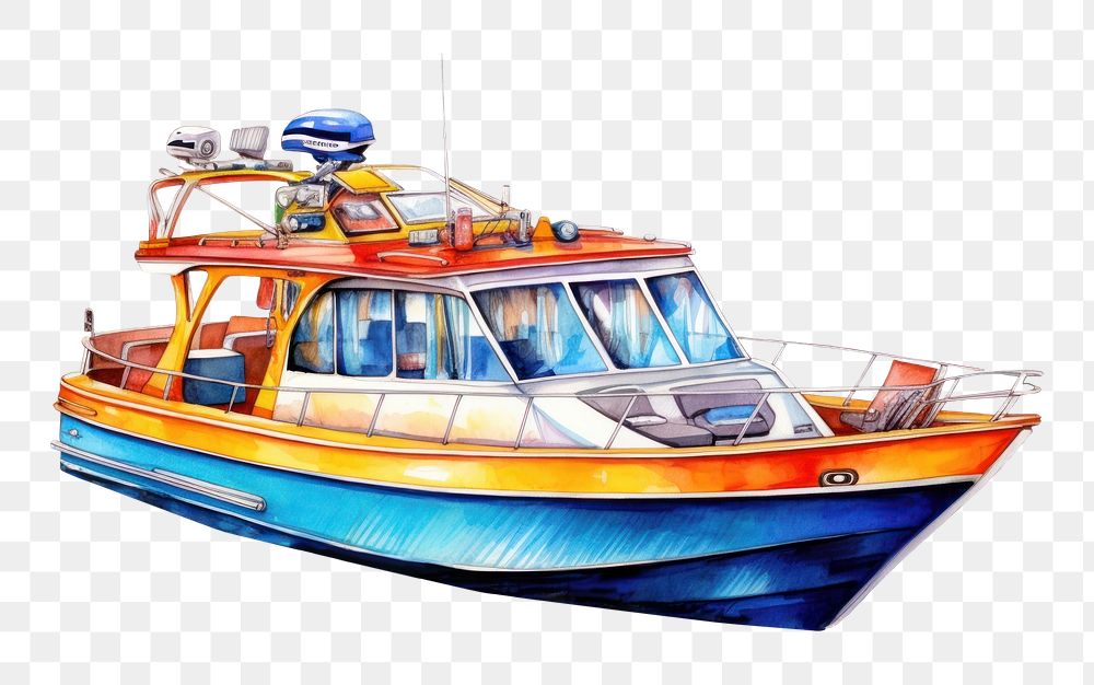 PNG  Motorized passenger boat vehicle boating yacht. AI generated Image by rawpixel.
