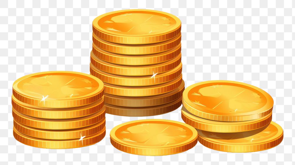 PNG Coins gold money white background. AI generated Image by rawpixel.