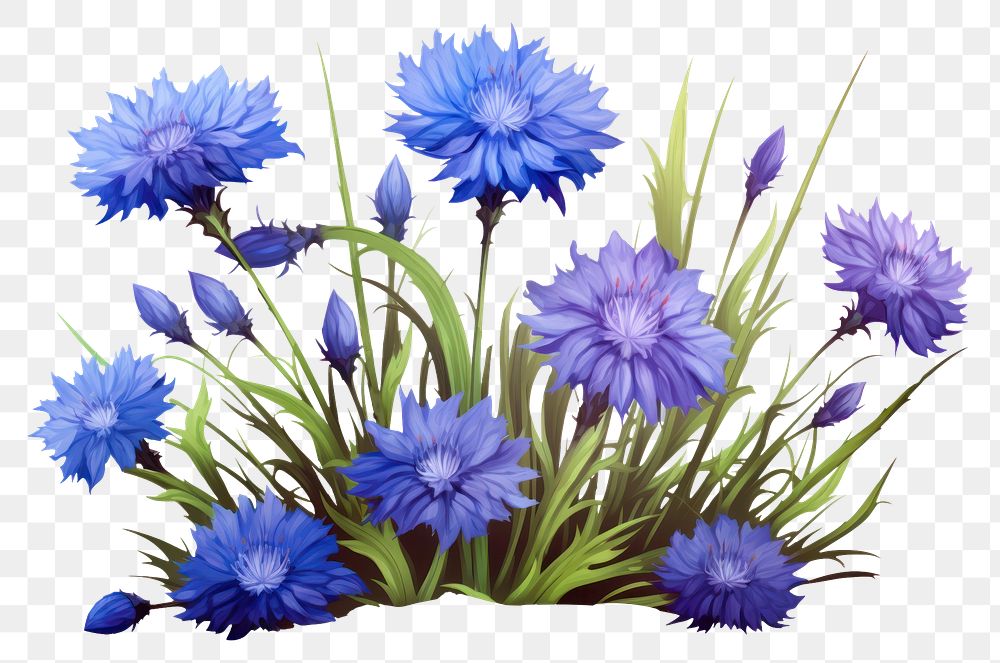 PNG Cornflowers purple plant art. AI generated Image by rawpixel.