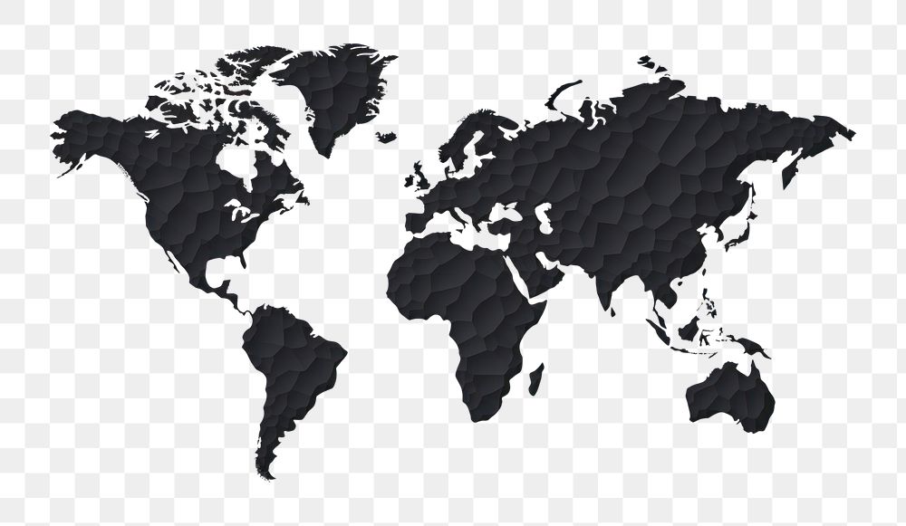 PNG  World map black topography. AI generated Image by rawpixel.