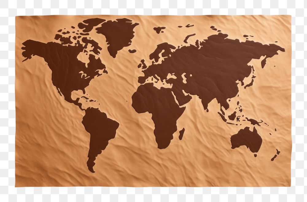 PNG  World map brown topography. AI generated Image by rawpixel.