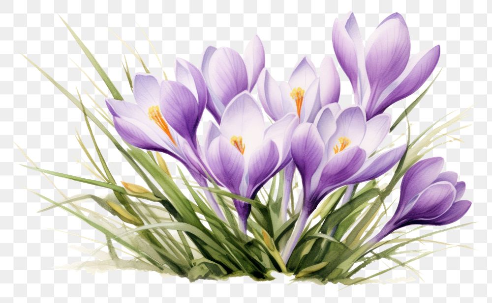PNG Plant illustration crocus blossom flower. AI generated Image by rawpixel.