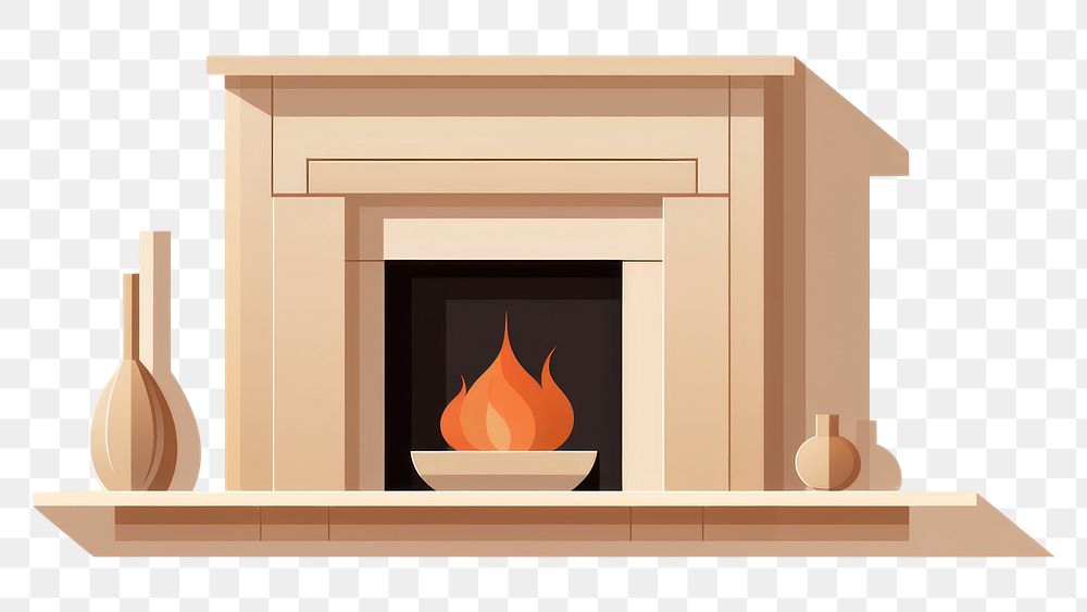 PNG  Fireplace hearth architecture glowing. AI generated Image by rawpixel.