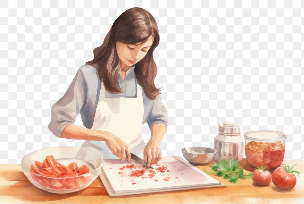 PNG  Girl cooking food adult watermelon. AI generated Image by rawpixel.