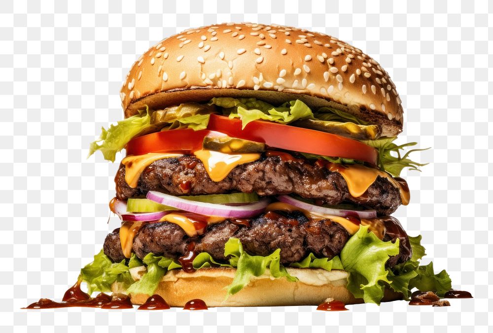 PNG  Burger food beef hamburger. AI generated Image by rawpixel.