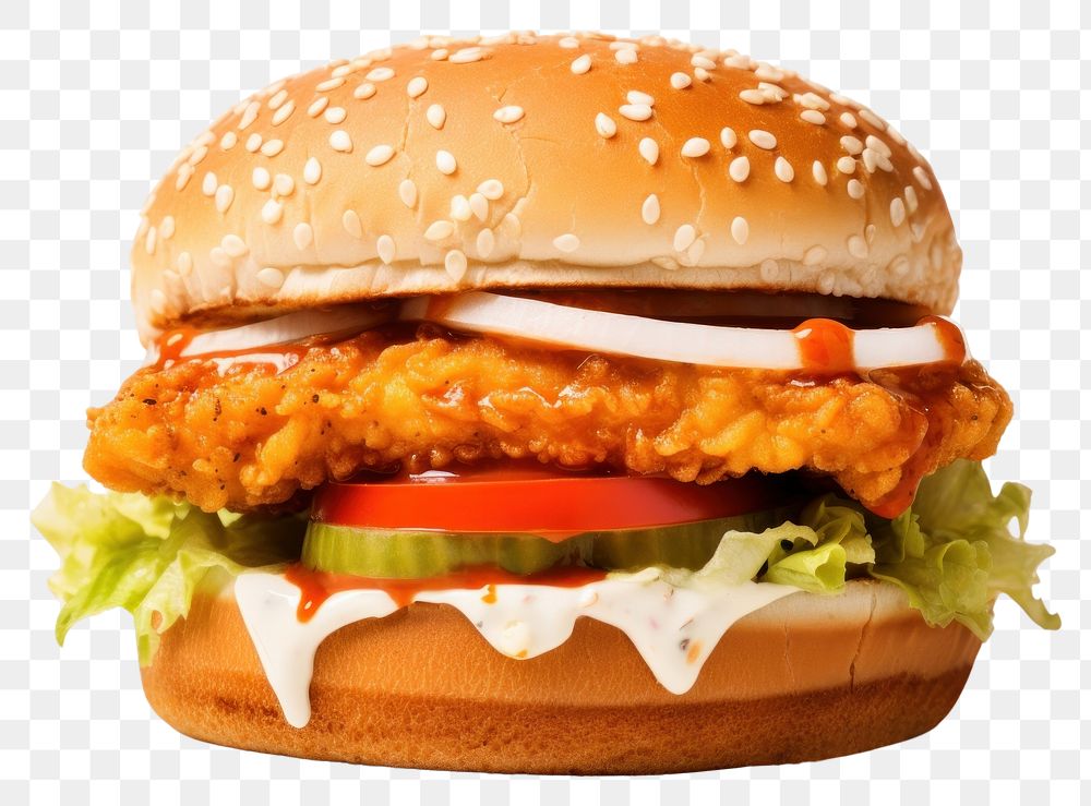 PNG  Burger food hamburger condiment. AI generated Image by rawpixel.