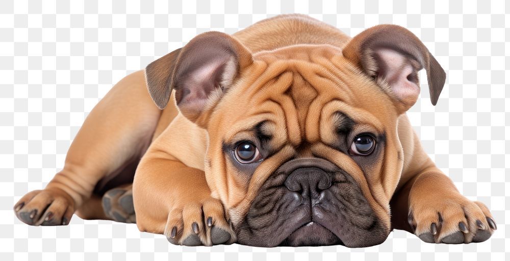 PNG Sad dog bulldog animal mammal. AI generated Image by rawpixel.