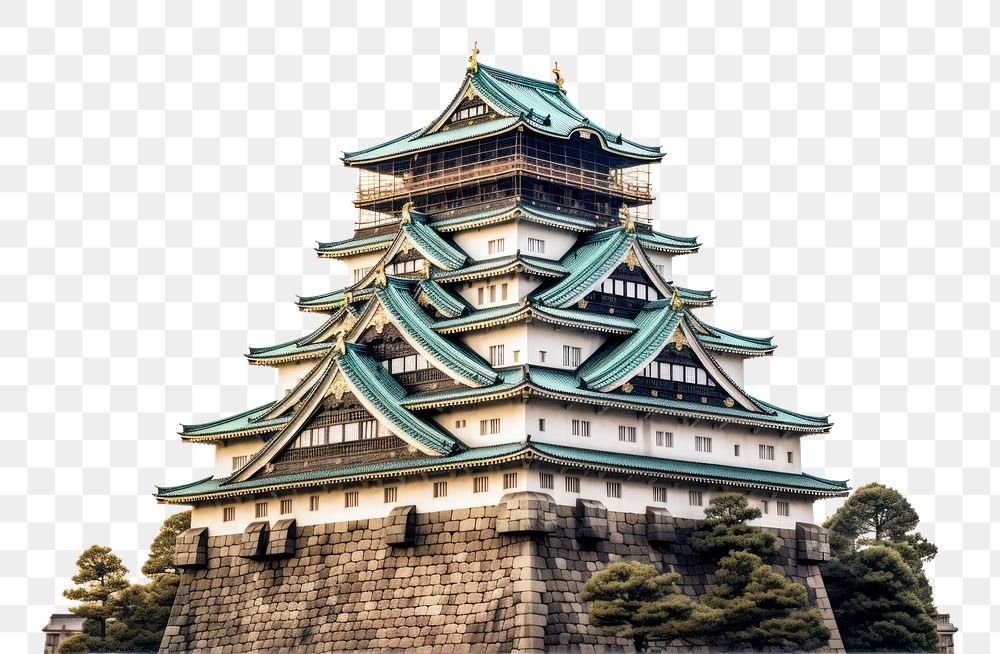 PNG Osaka castle architecture building pagoda. AI generated Image by rawpixel.