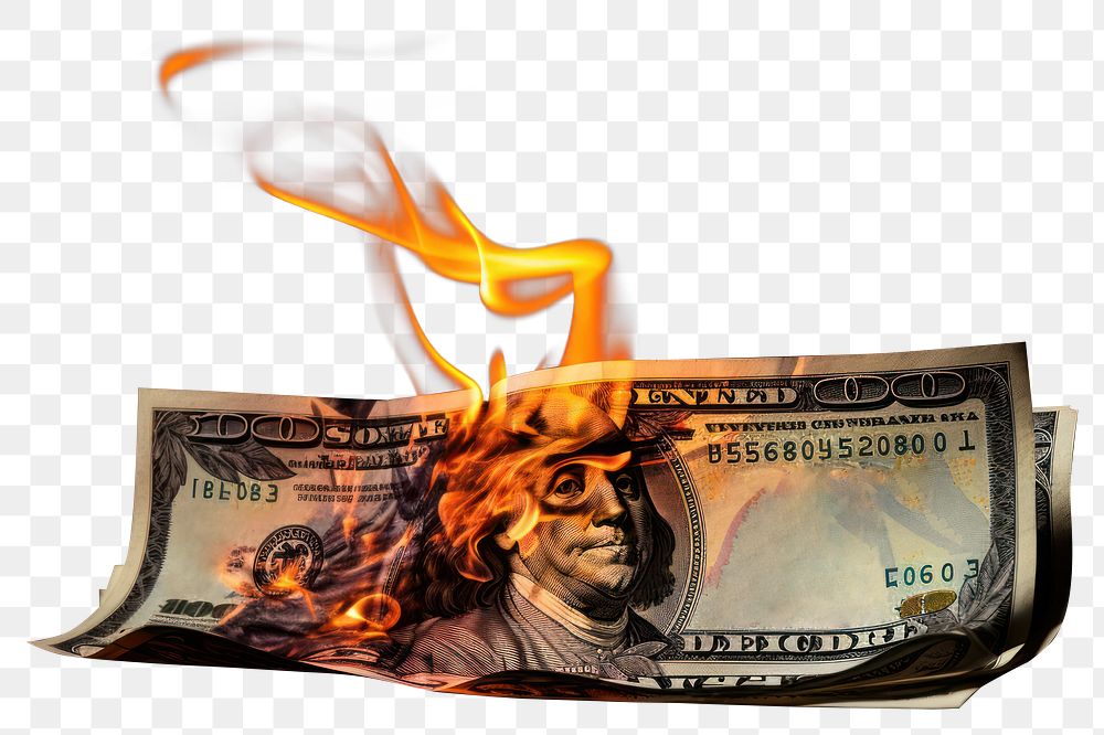 PNG  Flame banknote dollar money. AI generated Image by rawpixel.