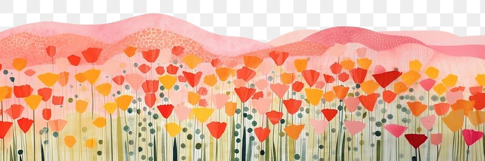 PNG Spring flower field park art abstract painting. 