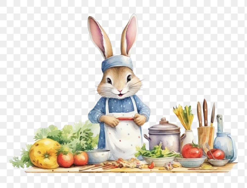 PNG  Rabbit cooking mammal food representation. AI generated Image by rawpixel.