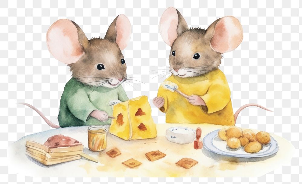 PNG Two mouse lover eating cheese rat rodent mammal. AI generated Image by rawpixel.