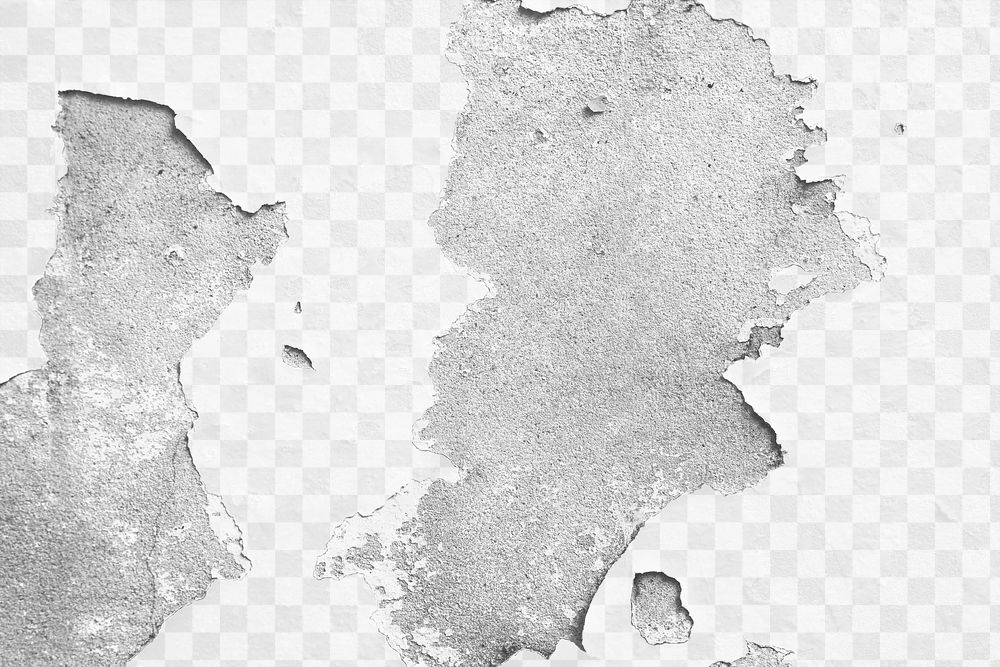 Peeled cement wall png texture, transparent background