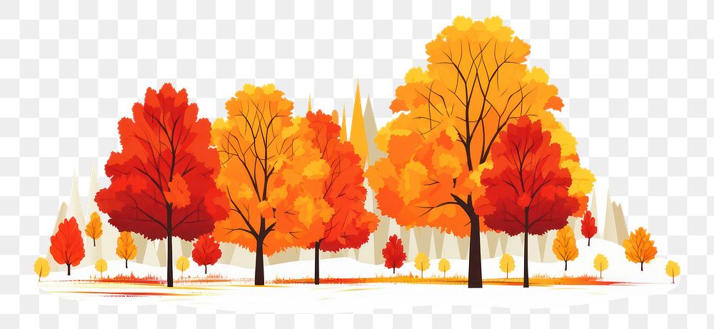 PNG Colorful autumn maple trees drawing plant leaf. AI generated Image by rawpixel.