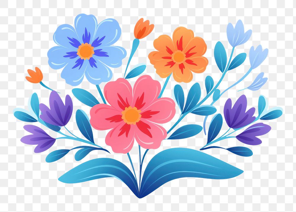 PNG  A colorful spring flower pattern plant white background. AI generated Image by rawpixel.