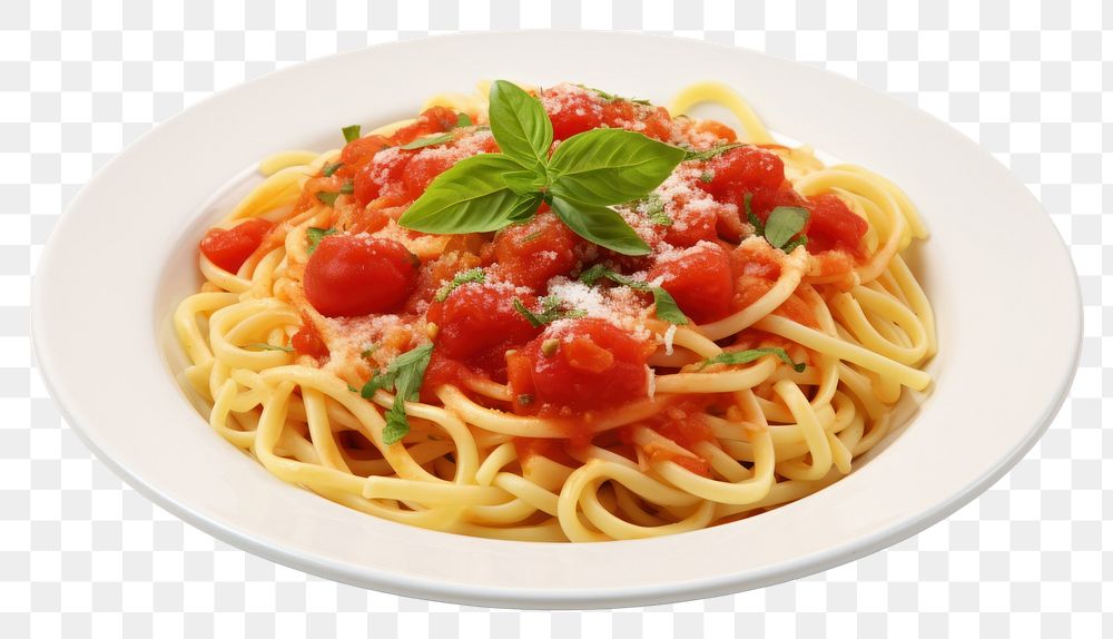 PNG Breakfast plate pasta spaghetti tomato. AI generated Image by rawpixel.