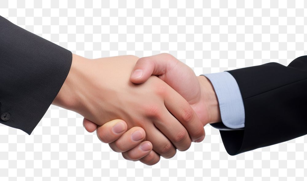 PNG Business man shaking hand handshake finger white background. AI generated Image by rawpixel.